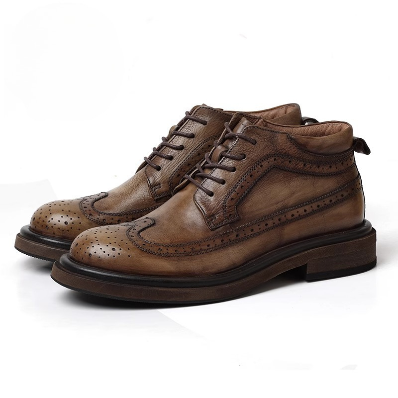 Men'S Shoes Brogues - Британские броги с резным высоким берцем,