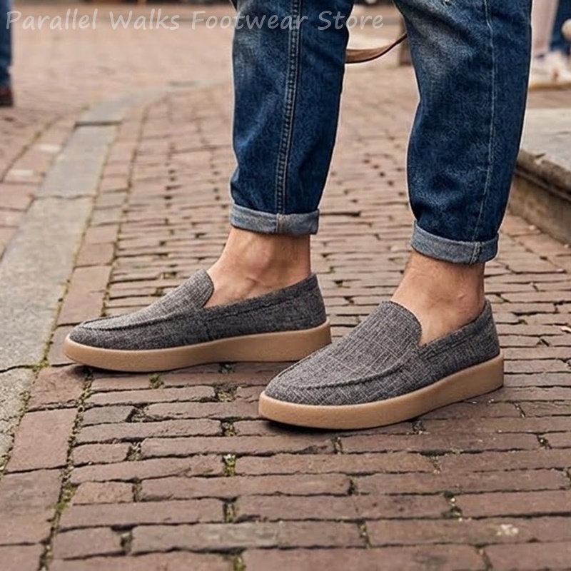 Boat Shoe Leather - Мужские слипоны из канваса, дышащие повседневные